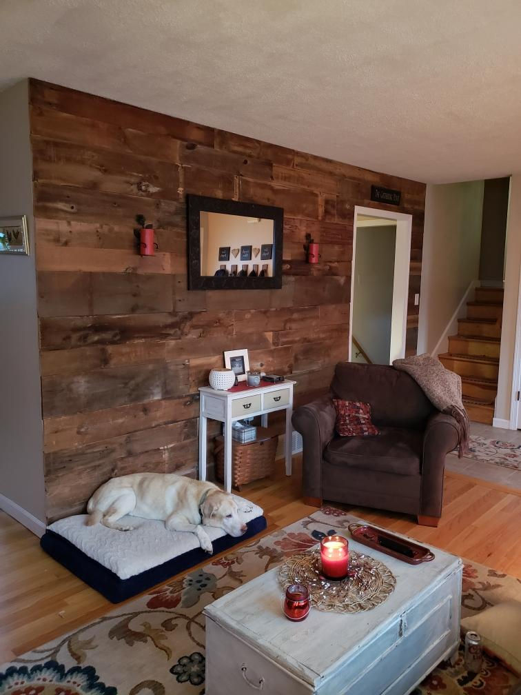 Reclaimed wood accent wall.