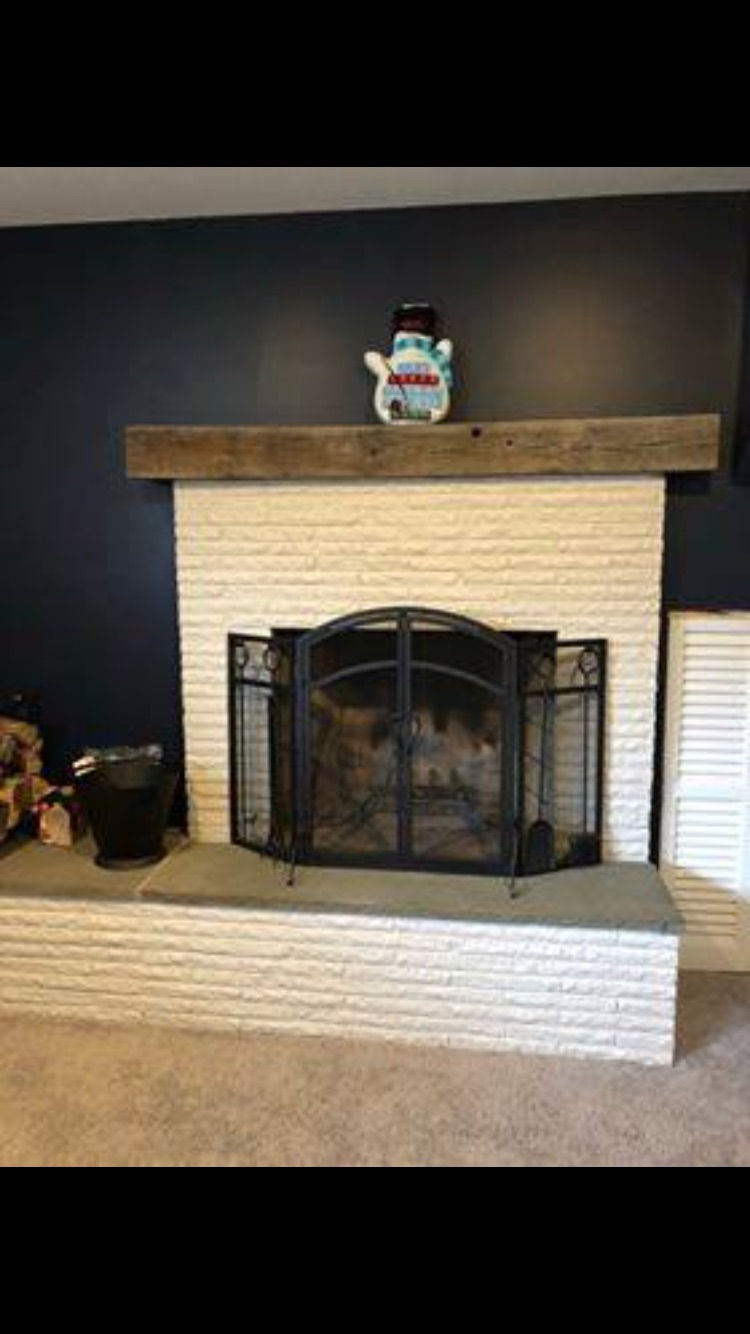 reclaimed wood barn beam mantel