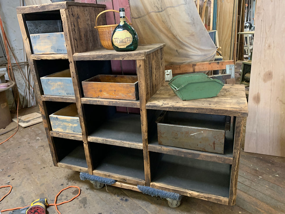 Reclaimed wood shelving unit