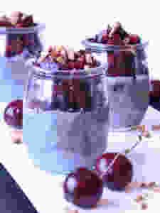 Cardamom Vanilla Chia Seed Pudding with Cherries and Toasted Almonds
