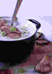 Homemade Cream of Mushroom Soup with Green Onions