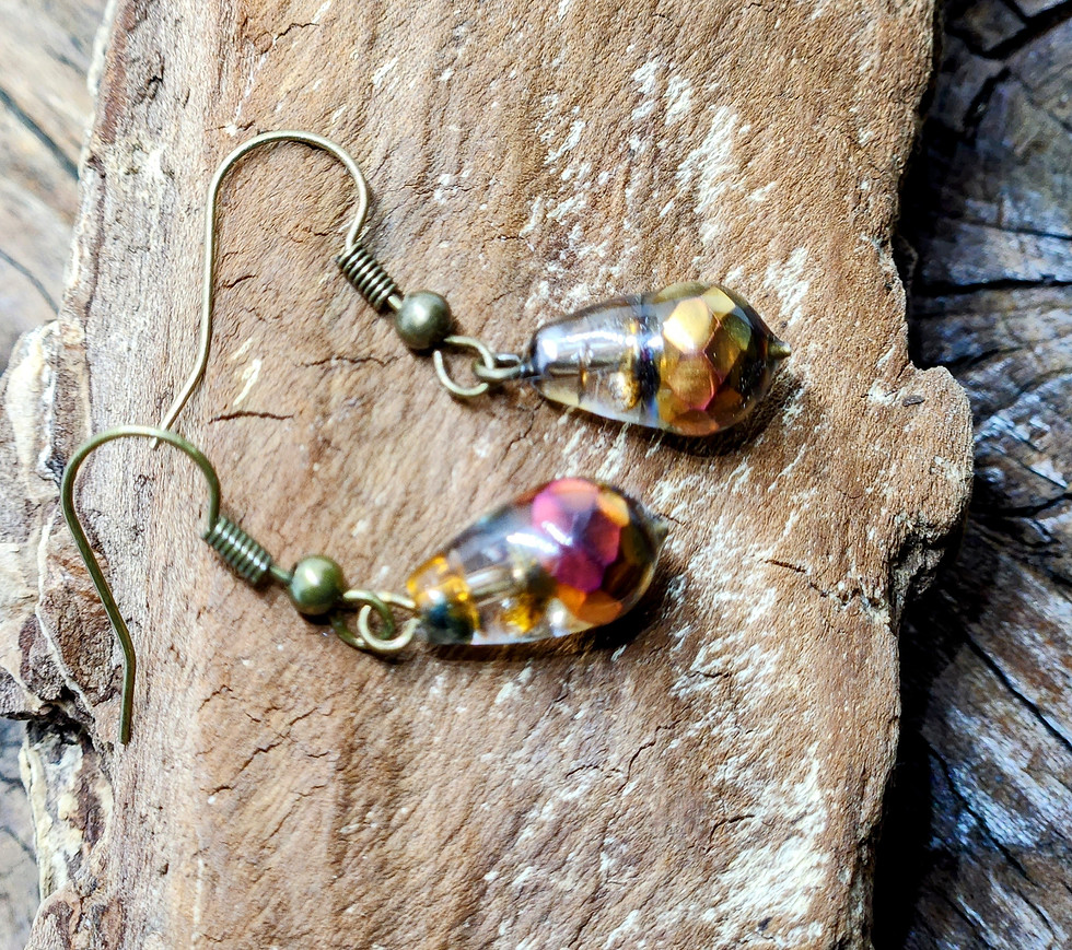 Thumbnail: Crystal Drop Earrings - Copper Gem