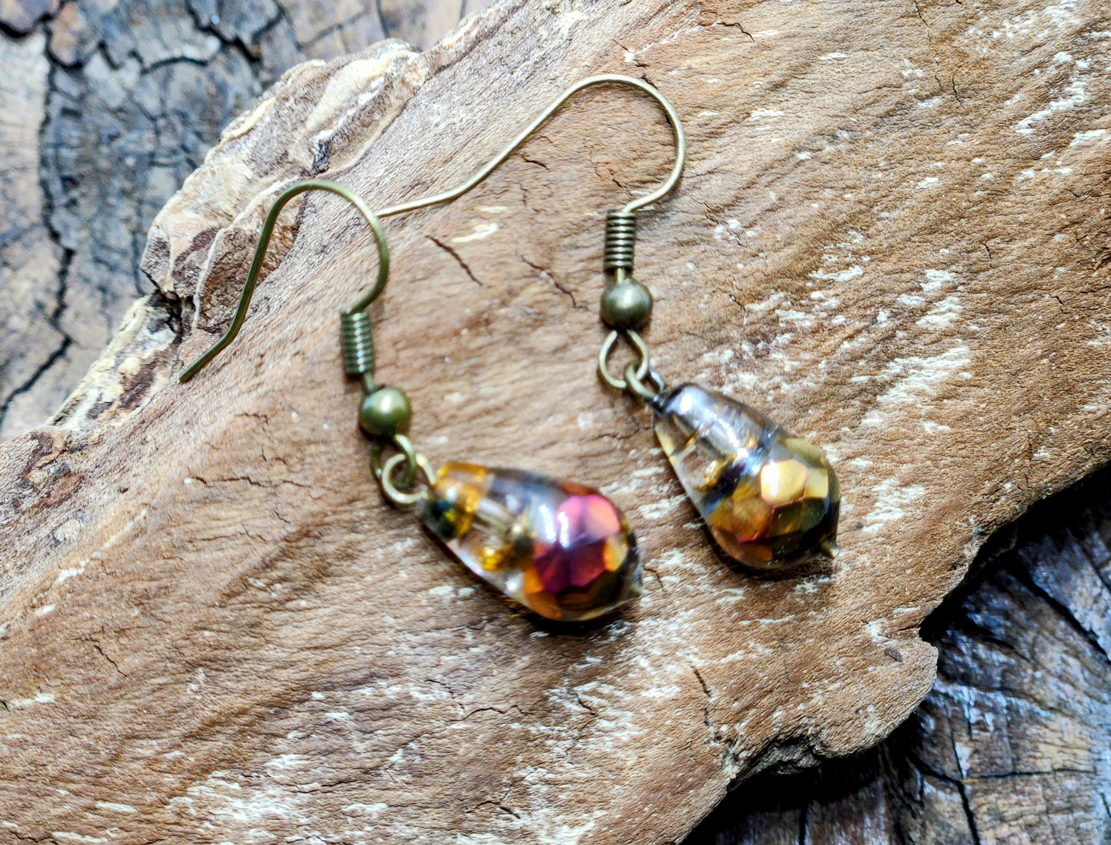 Crystal Drop Earrings - Copper Gem