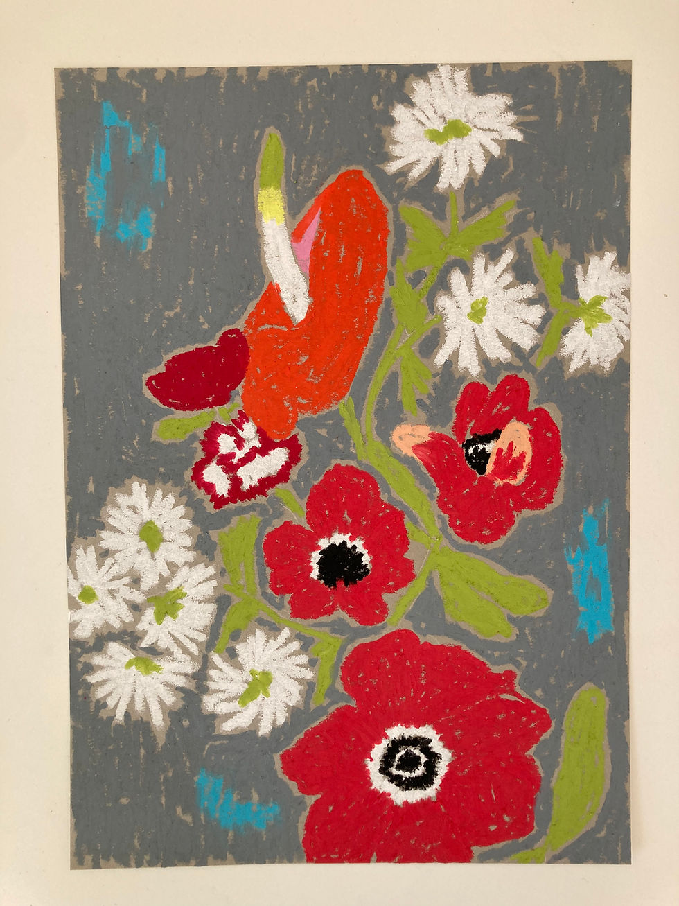 Прев'ю: Red Abundance - oil pastel artwork (21 x 29.7 cm)