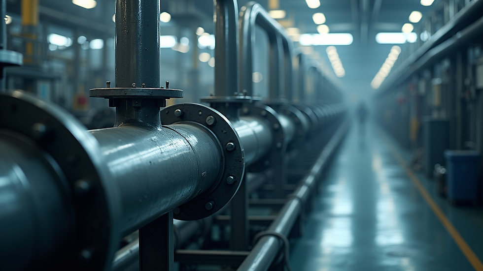 High angle view of industrial heat exchanger installation