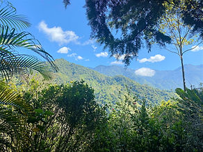 Sweeping sunset view over rolling green pastures and layered mountain ranges in the Chirripó Valley, Pérez Zeledón, Costa Rica.