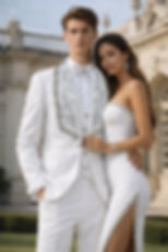 ASPEN - MANZINI 3-Piece Slim-Fit Men's Fancy Rhinestone Woven PatternTuxe