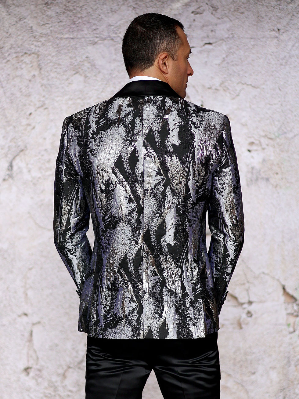 Thumbnail: MZS-552 - MANZINI Men's Textured Metallic Tuxedo Suit Jacket Shawl Lapel