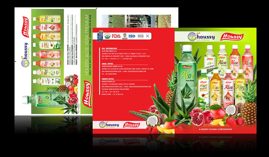 Aloe Vera Houssey Brand Catalog Design by Nazca Marketing, Aloe vera distributors in USA