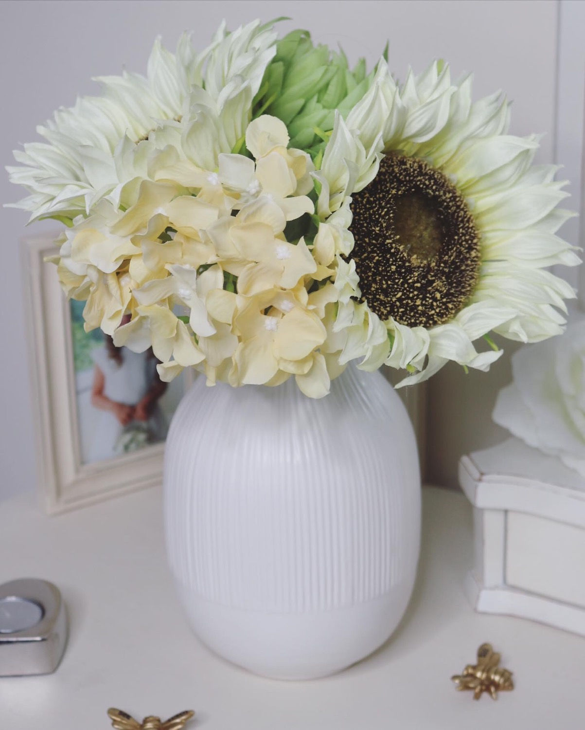 Pink or White Sleek Ribbed Vase