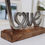 Thumbnail: Silver Metal Love Ornament with chunky wooden base