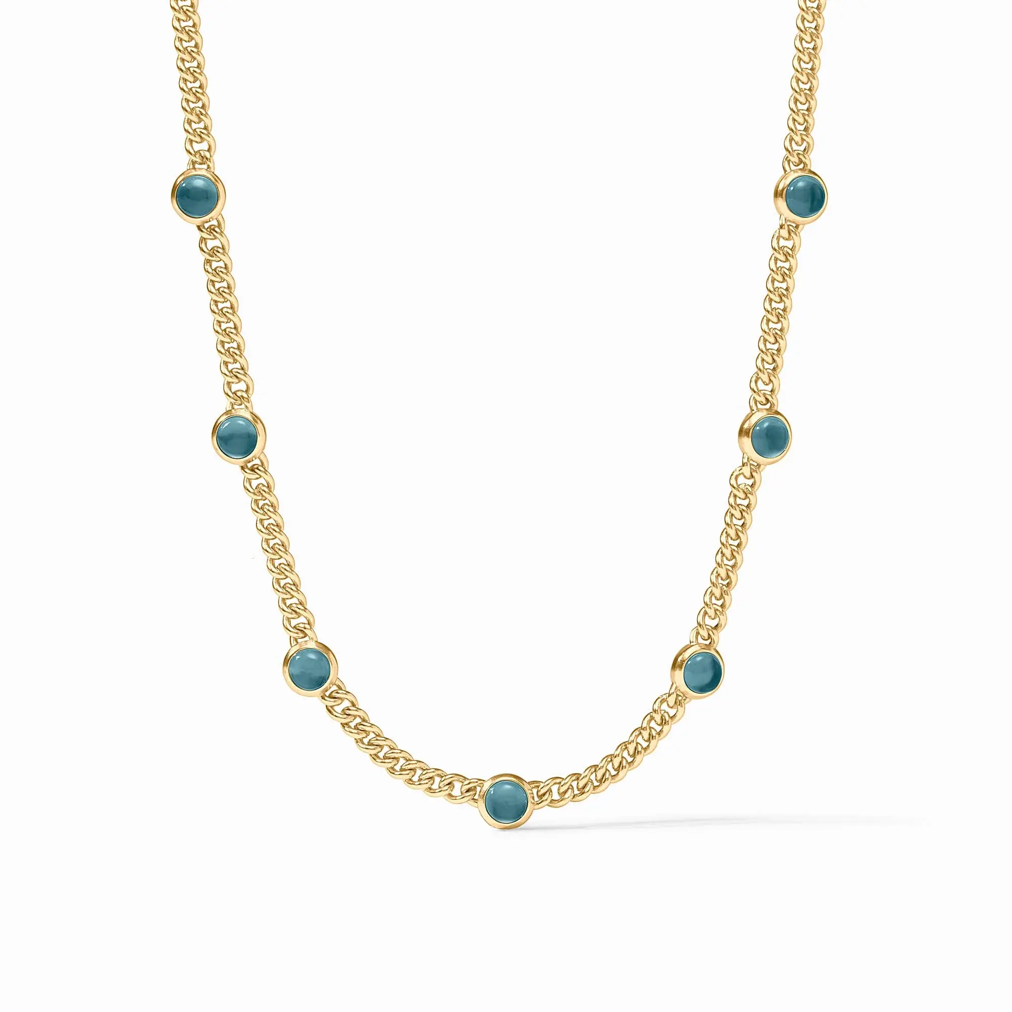 Dolce Delicate Station Necklace - Gold - Iridescent Montana Blue