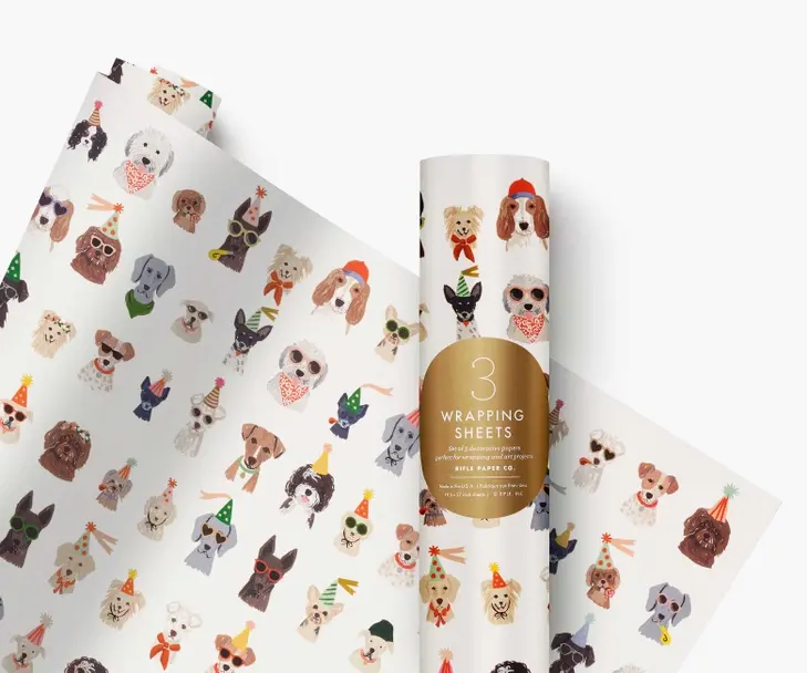 Thumbnail: Party Dogs Wrapping Paper Sheets - 3 Sheets