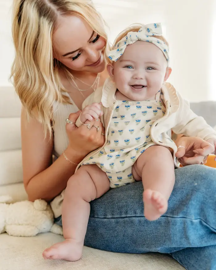 Thumbnail: Jaipur Linen Blend Bubble Baby Romper + Headband (Linen Blend)