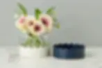Thumbnail: 2-in-1 Scalloped Bloom Vase, White/Navy Blue