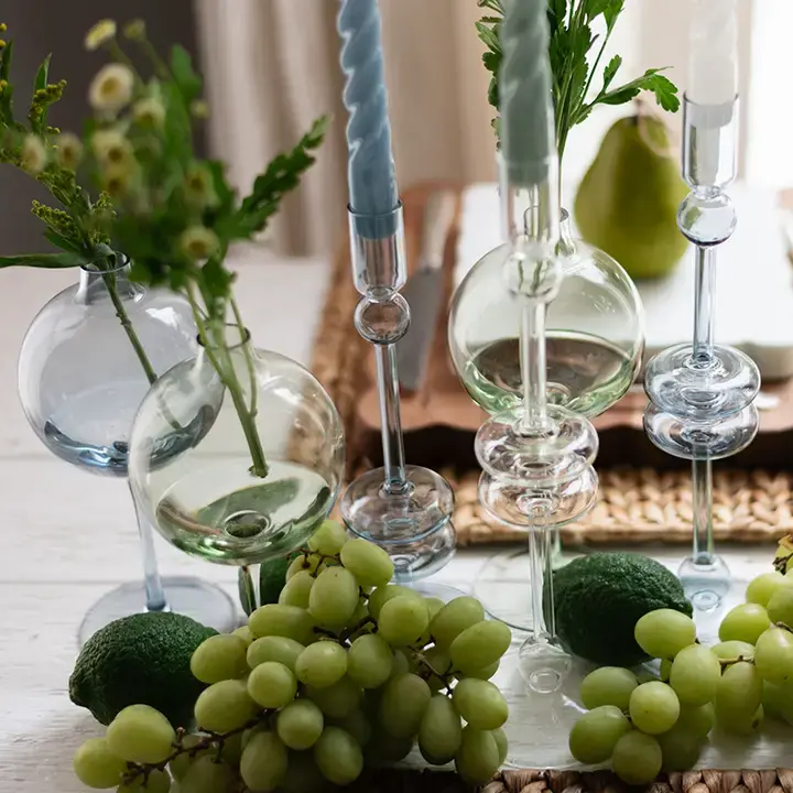 Thumbnail: Sage Green Wine Glass Shaped Flower Vase, Medium