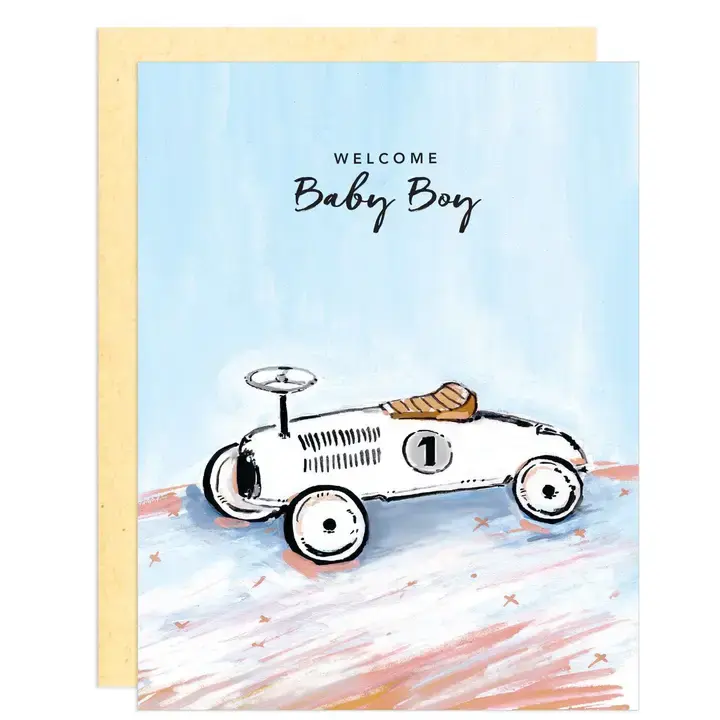 Baby Boy Vintage Car Greeting Card