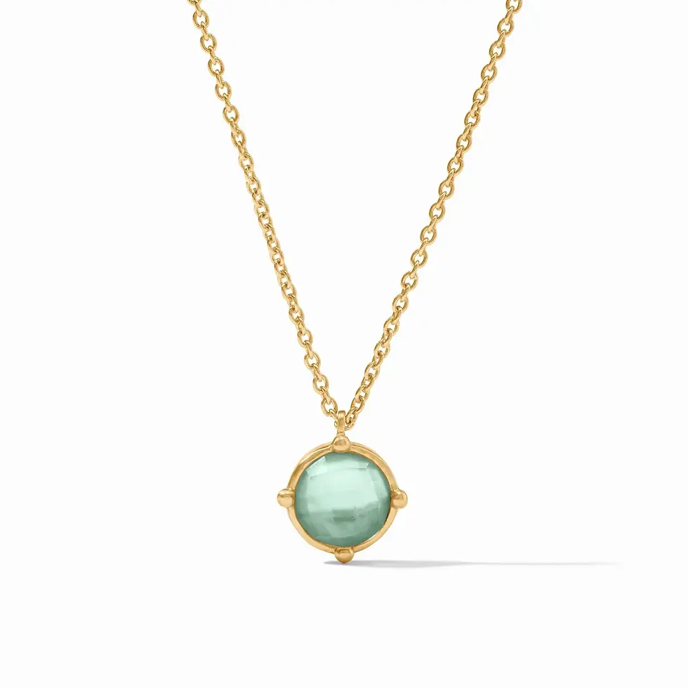 Honeybee Solitaire Necklace Iridescent Aquamarine Blue