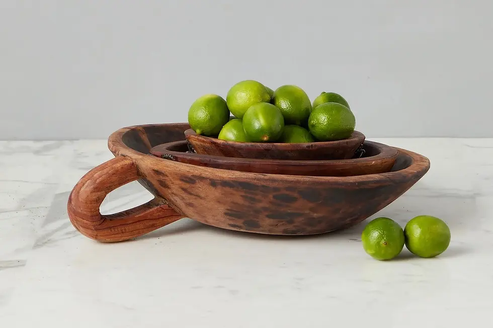 Thumbnail: Vintage Wood Bowl, Carved Handle
