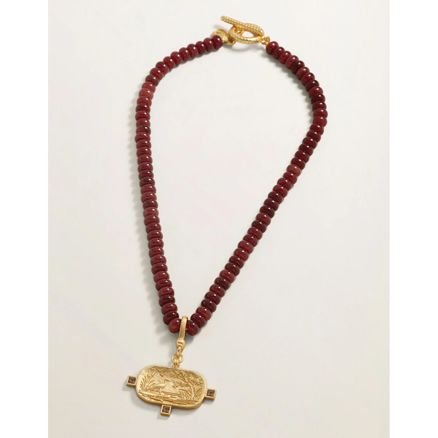 Salt Marsh Beaded Charm Necklace 18" Bordeaux