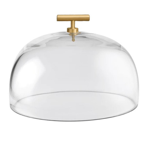 Small Glass Dome with Gold T Handle magpie