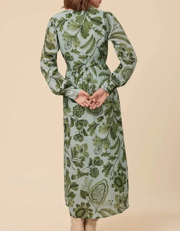 Thumbnail: Andrea Midi Dress Serpentine Foliage Pesto
