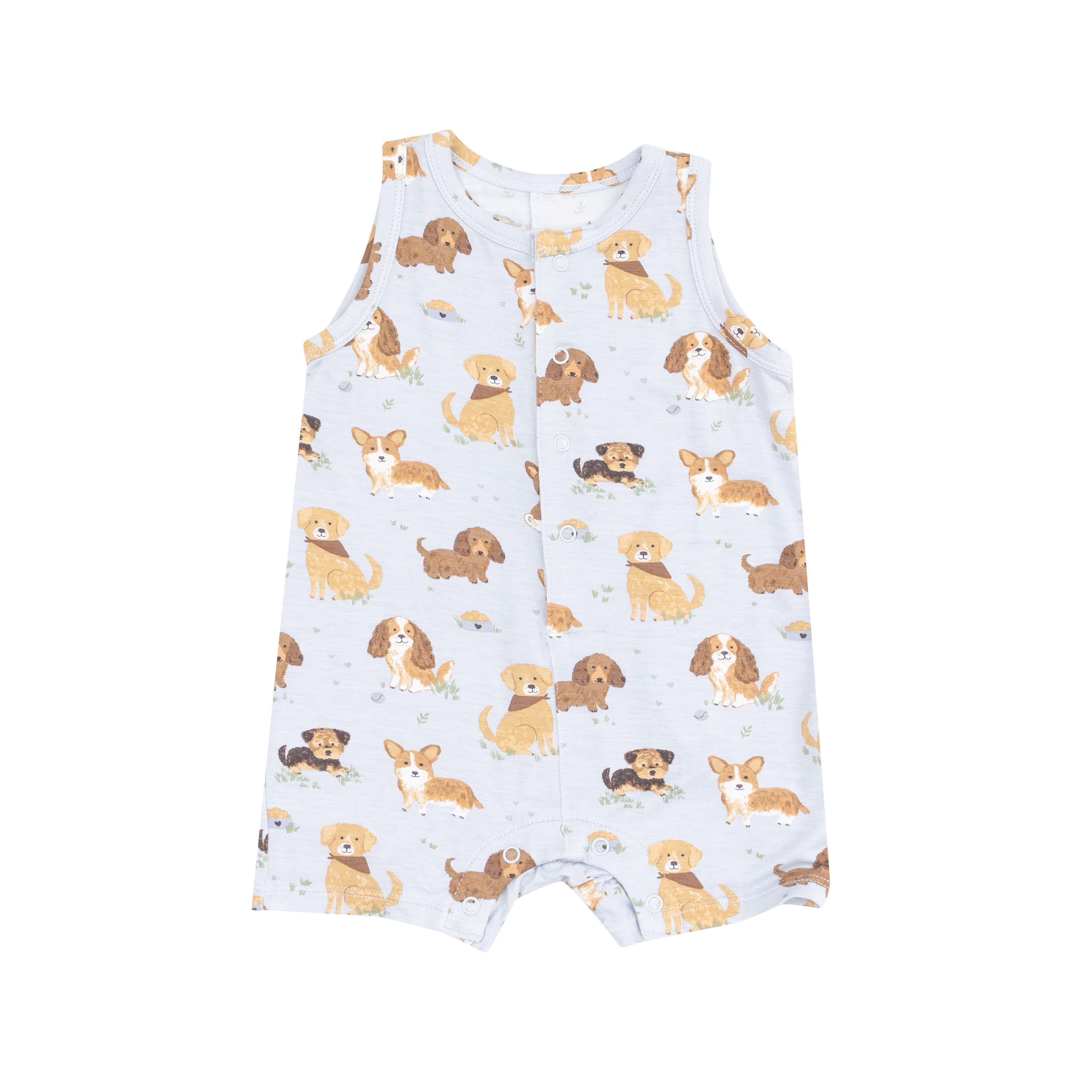 Best Friend Dogs Blue Sleeveless Shortie Romper