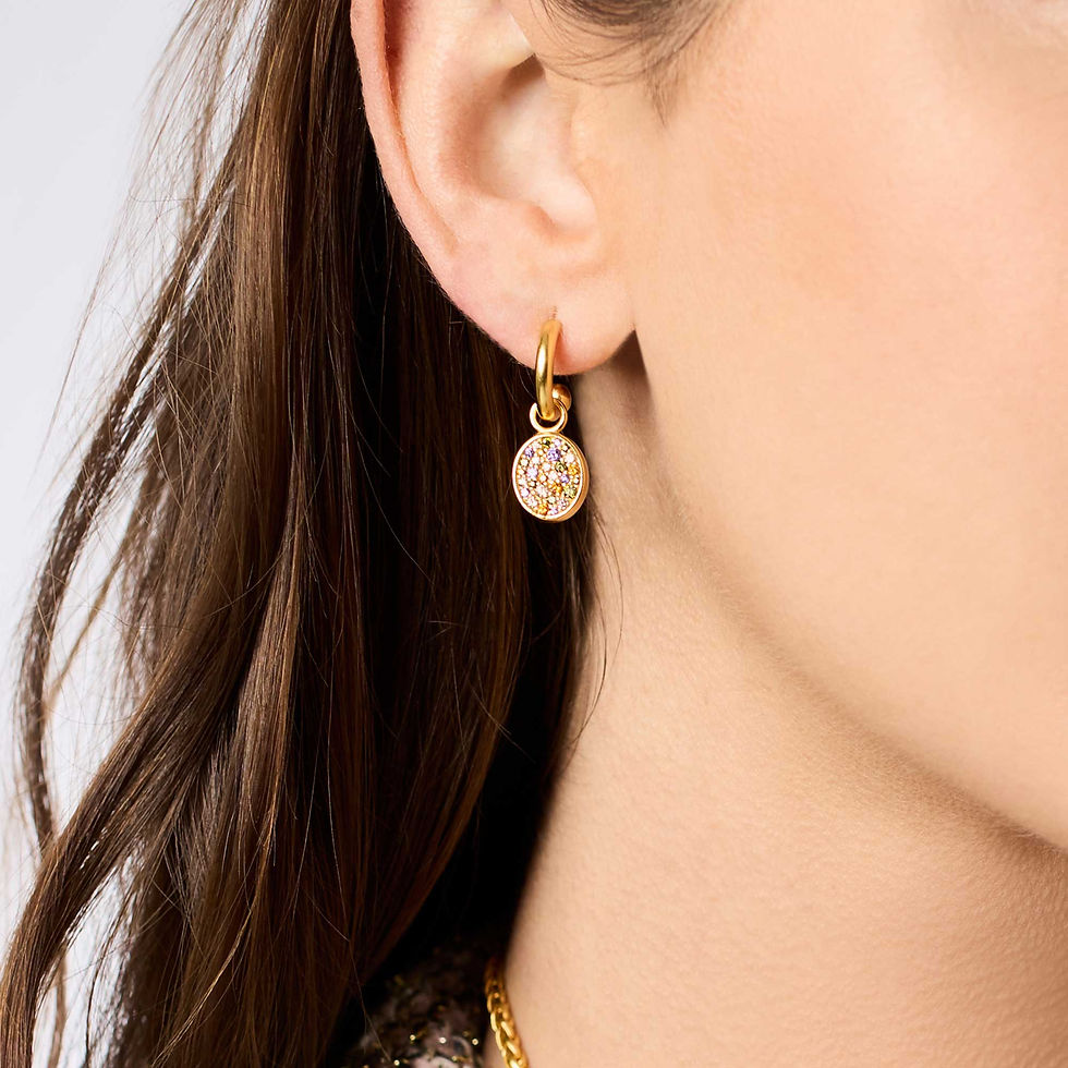 Thumbnail: Stardust 6-in-1 Earring Gold Iridescent Clear Crystal