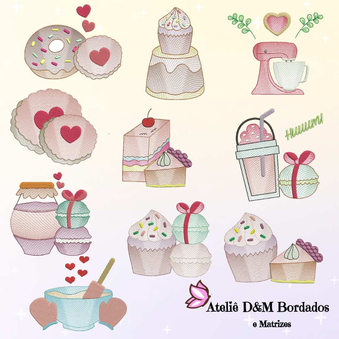 Matriz de bordado – Doce Confeitara - Cozinha - Panos de Prato