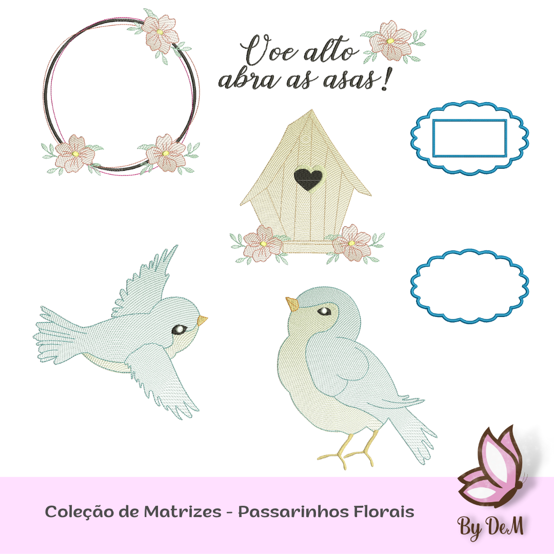 Matriz de Bordado - Coleção passarinhos Florais