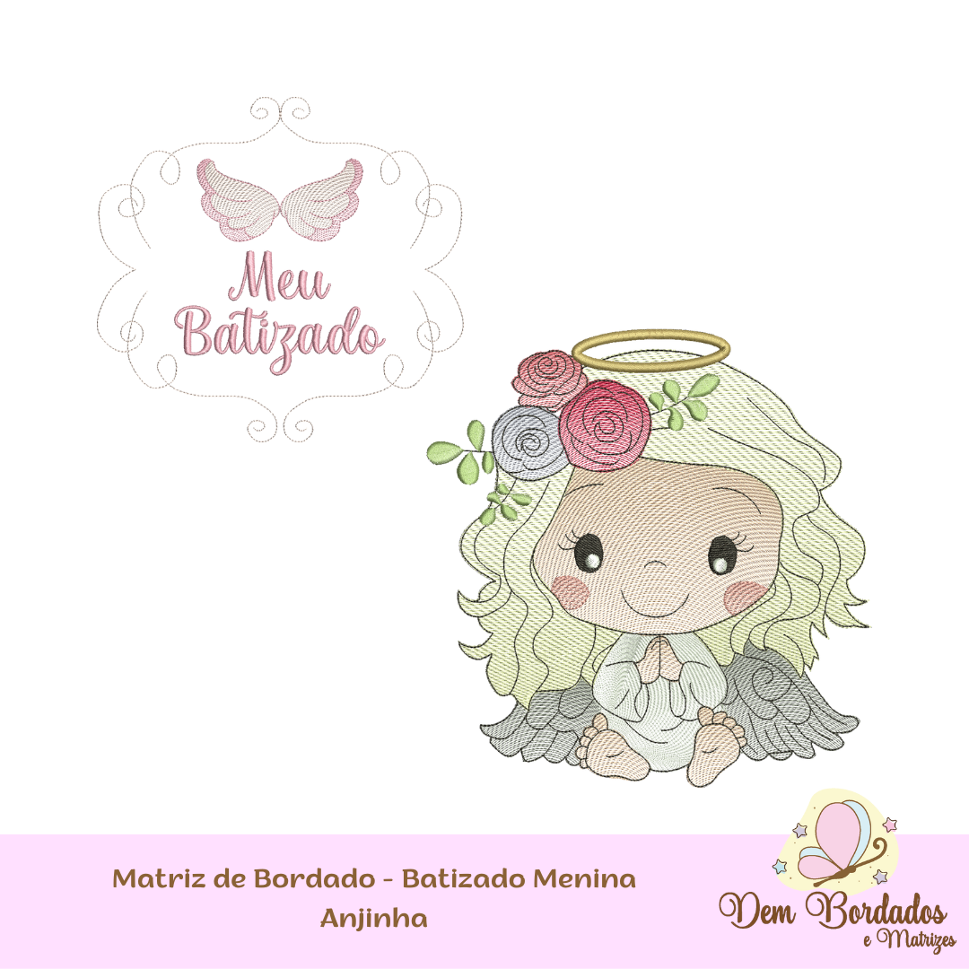 Matriz de bordado - Batizado Menina - Anjinha