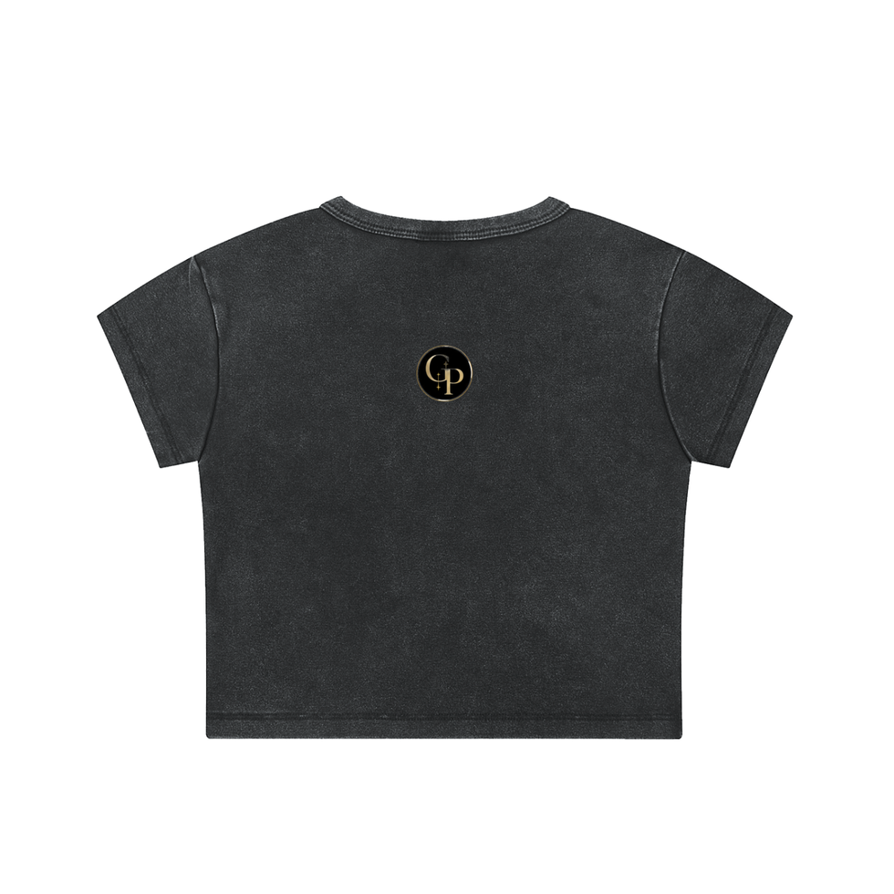 Dark Grey Snow Wash Crop Tee