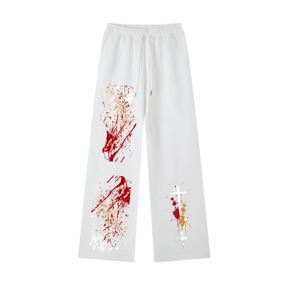White Straight-Leg Sweatpants