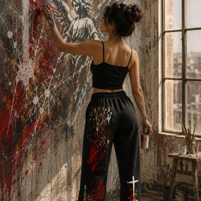 Black Straight-Leg Sweatpants