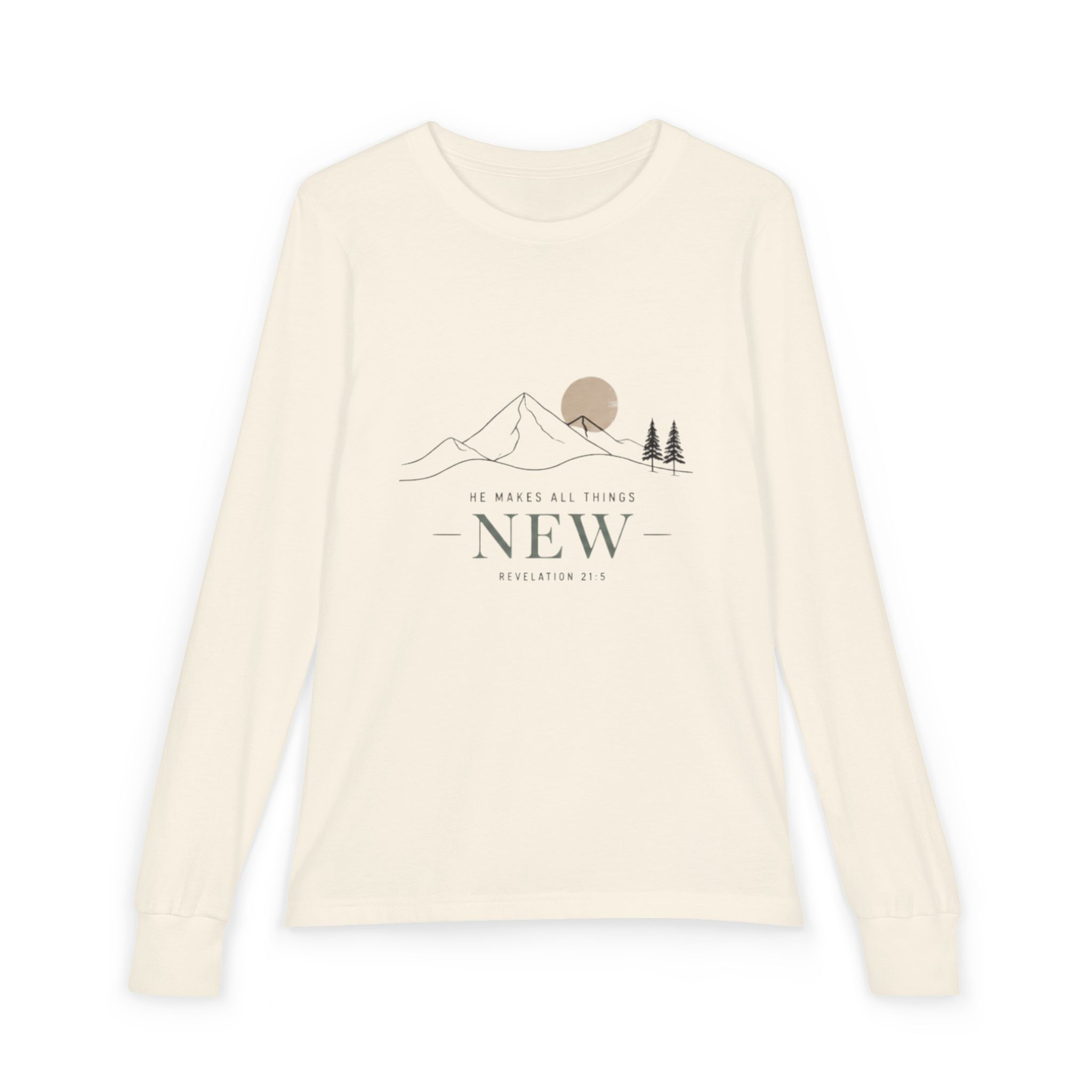 'New' Mountain Graphic & Back Youth Long Sleeve Tee -