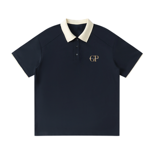 Black Raglan Polo Front