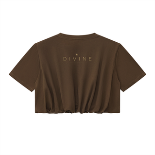 Brown Bubble Hem Tee Back