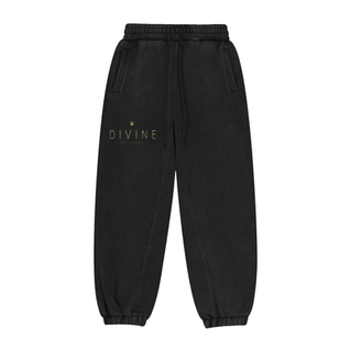 Black Heavyweight Fleece Joggers Front