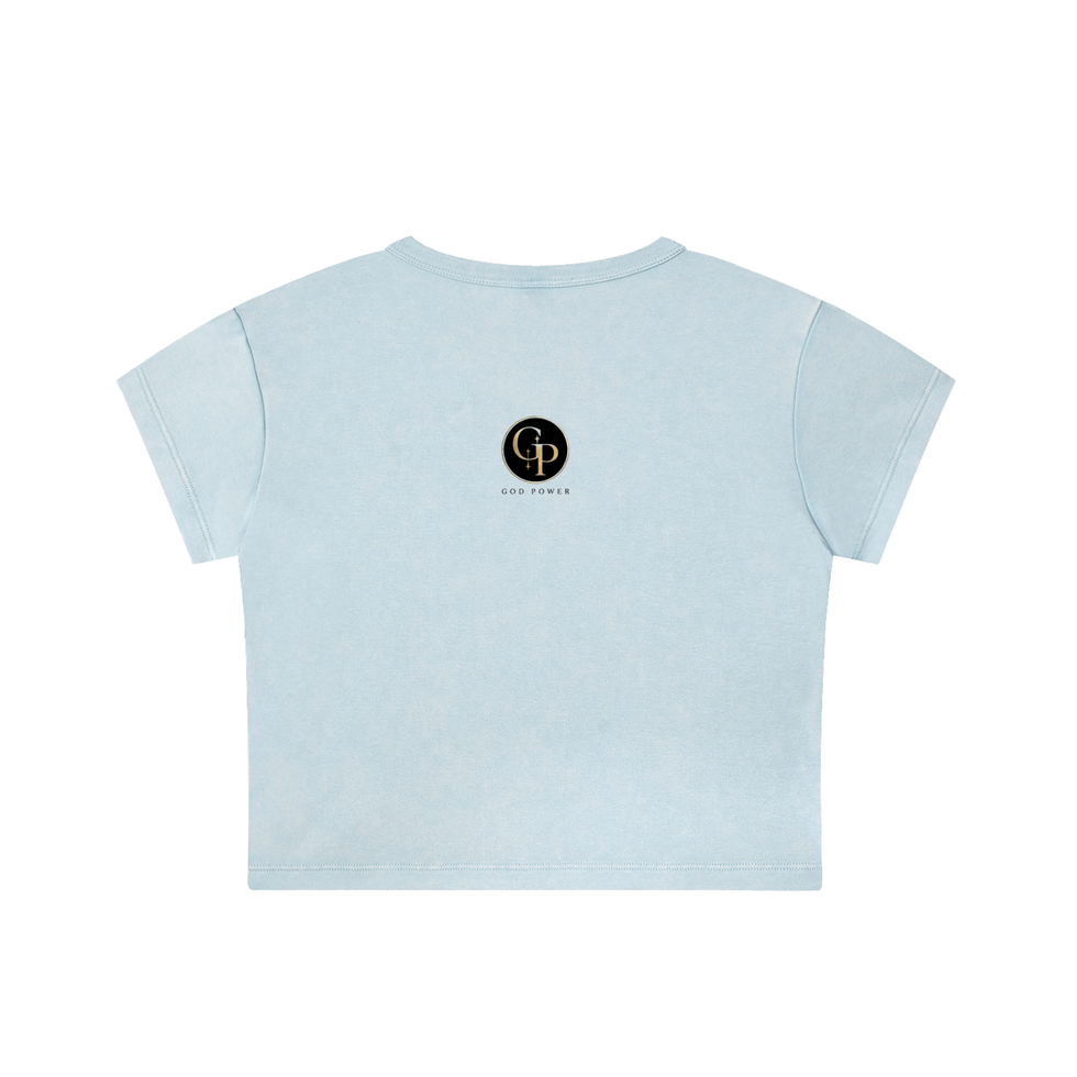 Light Blue Snow Wash Crop Tee