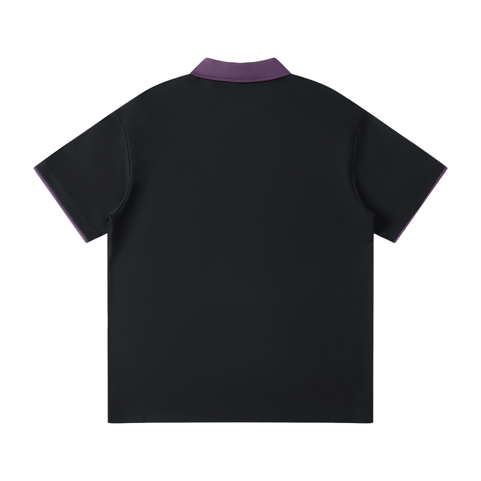 Black Raglan Polo Back