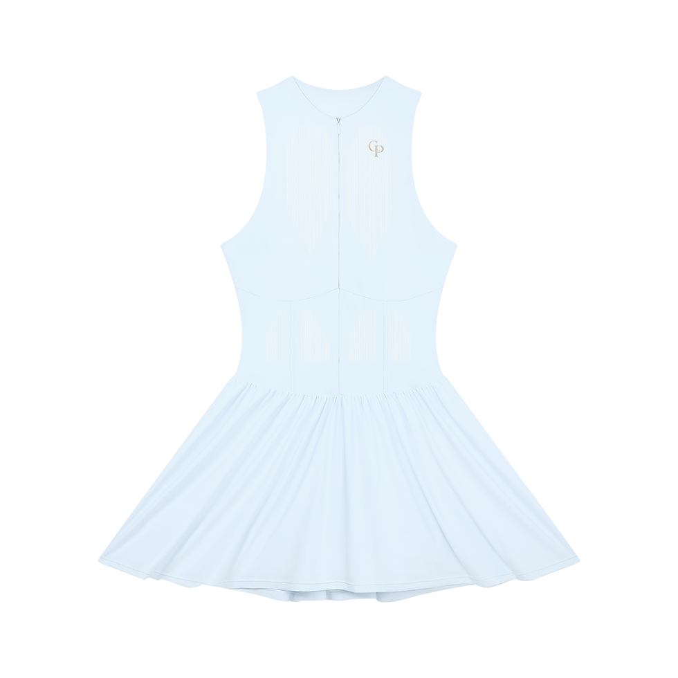 Light Blue Ruched Zip Dress