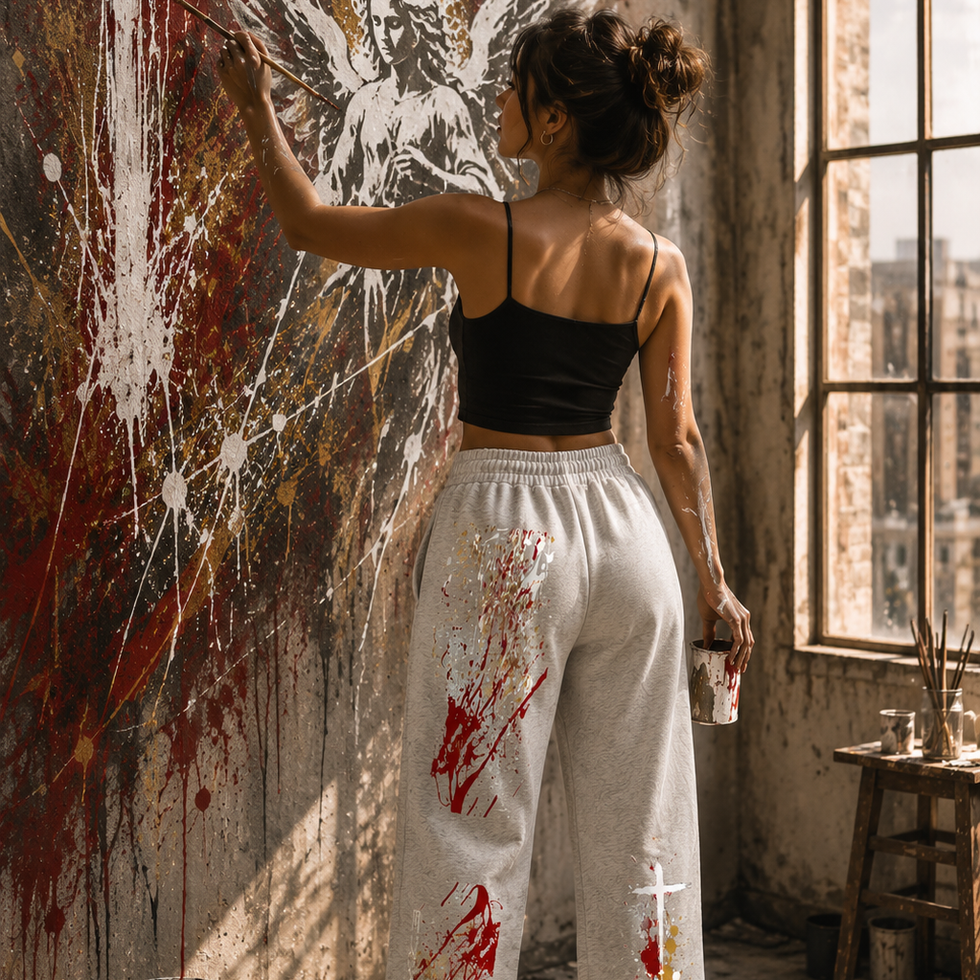 Grey Straight-Leg Sweatpants