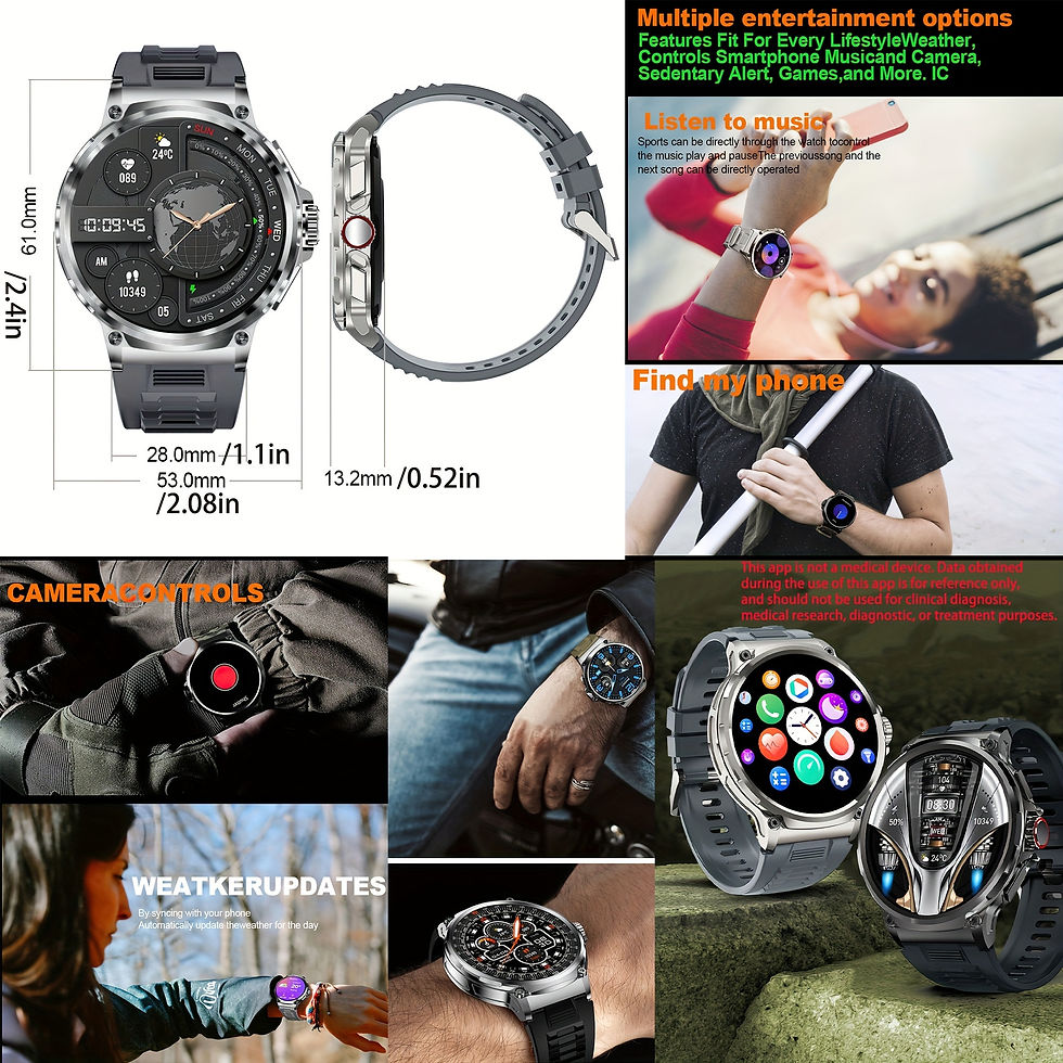 Thumbnail: 1.85" HD Multi-Functional Smart Watch for Men - Answer Calls, Fitness Tracker, 