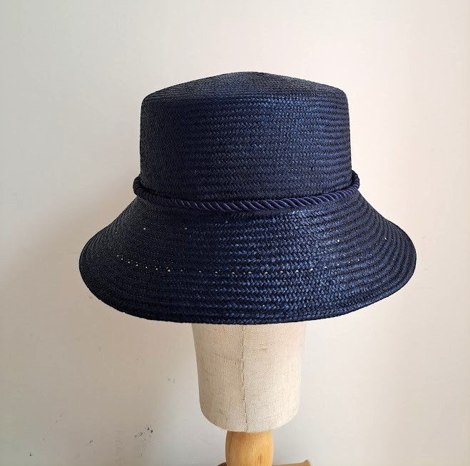 Thumbnail: Navy Straw Summer Hat with bow