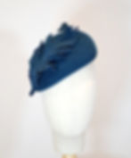 Thumbnail: Luxurious Peacock Blue Teal Felt Headpiece