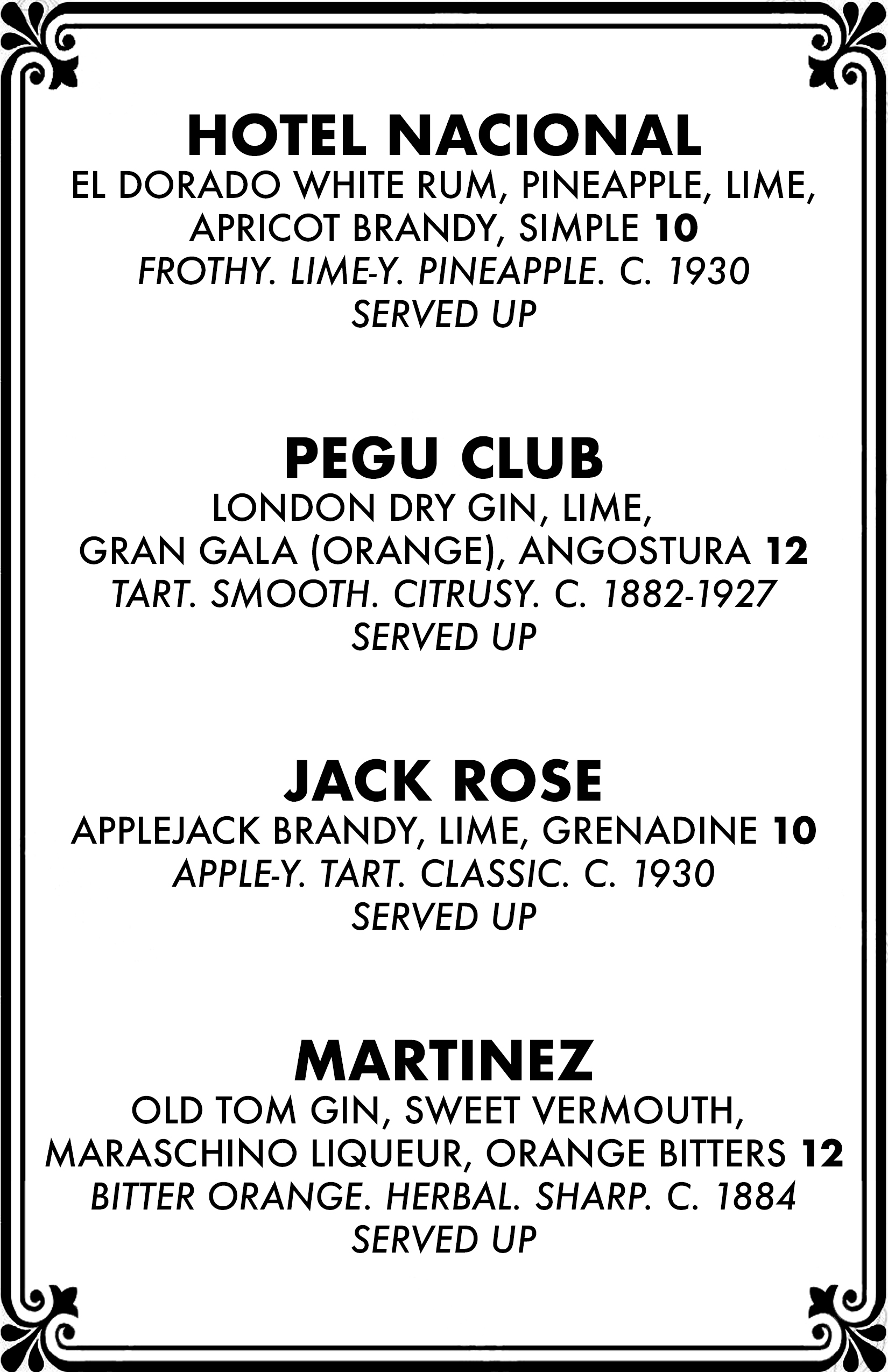Cocktail menu 2 of 4
