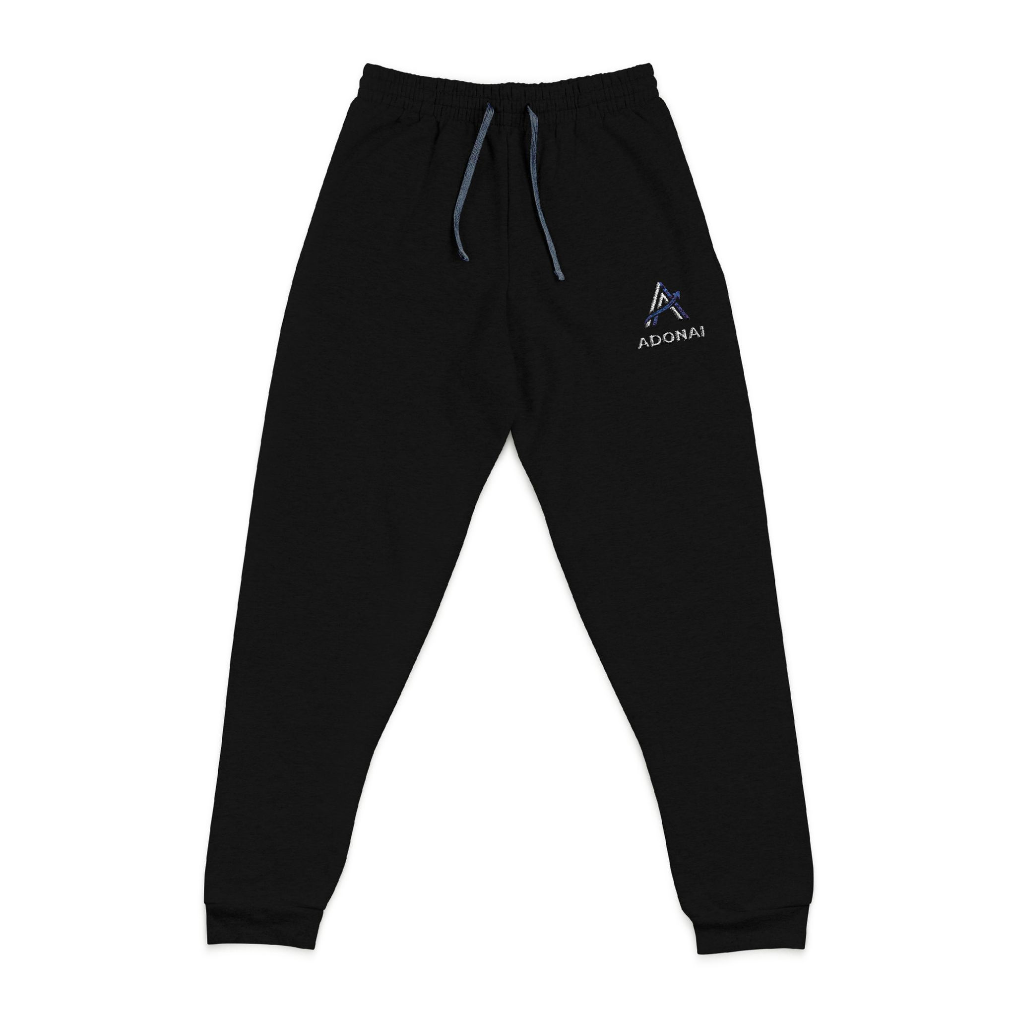Embroidered Logo Joggers — Black Casual Sweatpants with Small Chest Patch