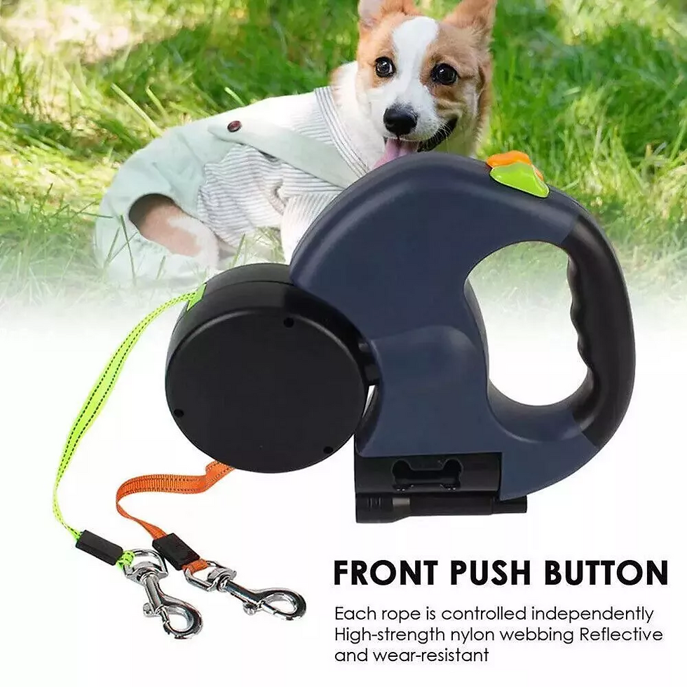 Miniatura: Dual Pet Leash Retractable Reflective Lead 360 Swivel Double Dog Walking Leash