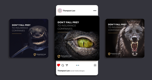 Thompson Law campaign with animal imagery warning against insurance companies.