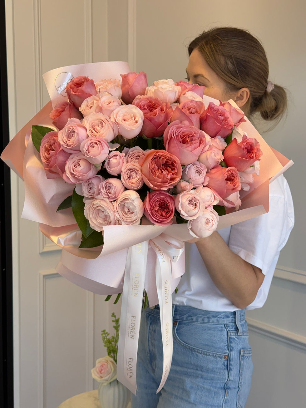 Thumbnail: Bouquet “Pink Symphony”- pink garden and spray roses